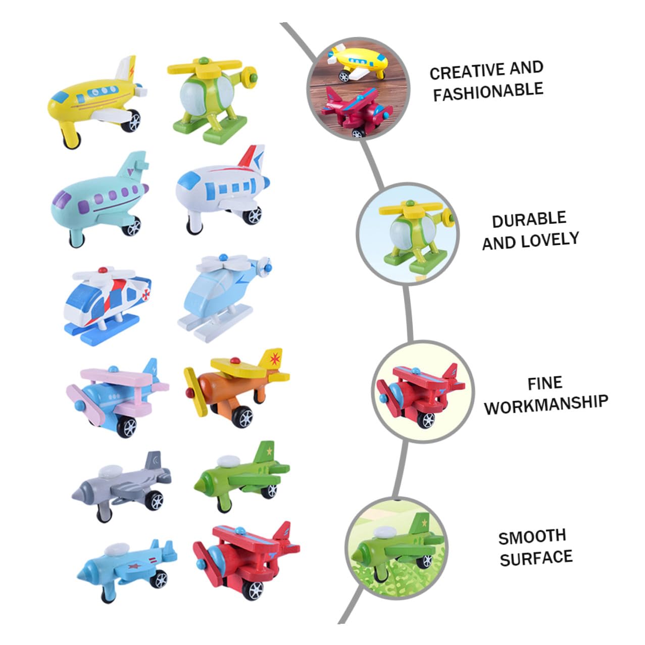 Juguete Educativo 12 Piezas Mini Aviones de Material Sintético para Niños y Bebés, Promueve Conocimiento y Control de Dirección, Adecuado para Aprendizaje Temprano
