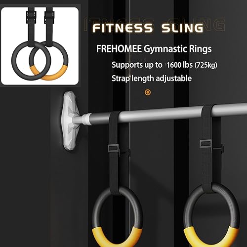 Miniatura 11 de New FREHOMEE Professional Gymnastic Rings,Both for Adults and Kids,Support 440lb/1600lb,Home Fitness Equipment,Indoor and outdoor Pull-up Bar for