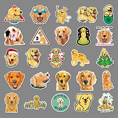 Golden Retriever Aufkleber 50 Stück niedlich Aesthetics Hunde Aufkleber für Laptop Wasserflasche Hydroflask Skateboard Computer Gepäck Auto,Vinyl Wasserdicht Tier Stickers für Kinder Jugendliche