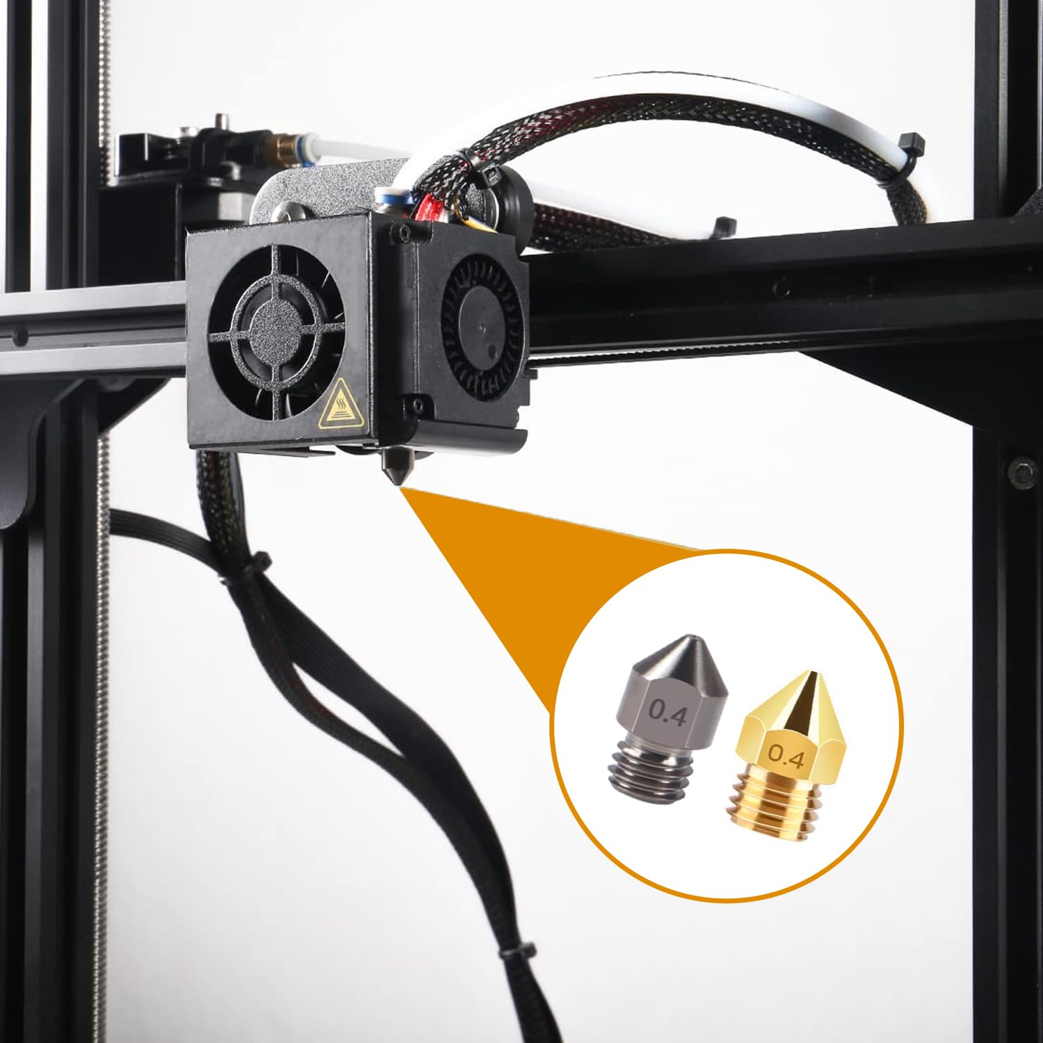 MK8 zestaw dysz do drukarki 3D, 0,4 mm, 2 sztuki hartowanej stali + 8 sztuk mosiądzu, do drukarek 1,75, Ender 3, V2, Ender 3, Ender 5 Pro/Ender 3 Neo/CR 10