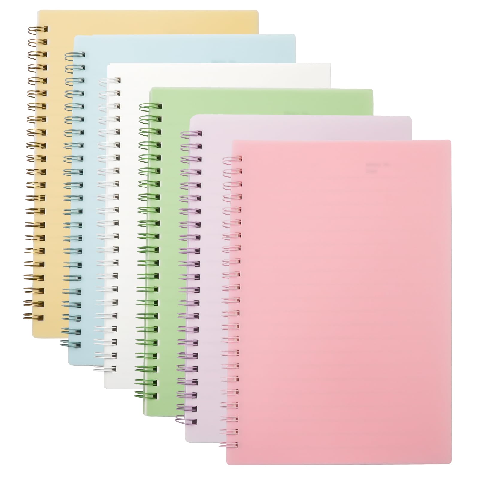 QUMENEY 6 Pack A5 Lined Notebook Spiral Wirebound Color Notebook Thick Paper for Work Study Office 160 Pages/80 Sheets