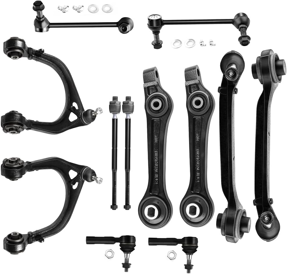 SCITOO 12PC Front Suspension Kit for 300 Challenger Charger Magnum Lower Control Arms Rear Lower Control Arms Forward Outer Inner Tie Rod Ends Front Sway Bar Links Upper Control Arms Auto Parts