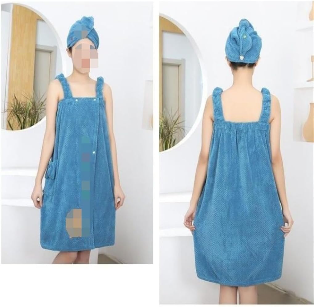 JSEIAJB Pineapple Bath Skirt Bath Towel Women's Three Piece Household Bathrobe Bath Hat Set Dry Hair Hat