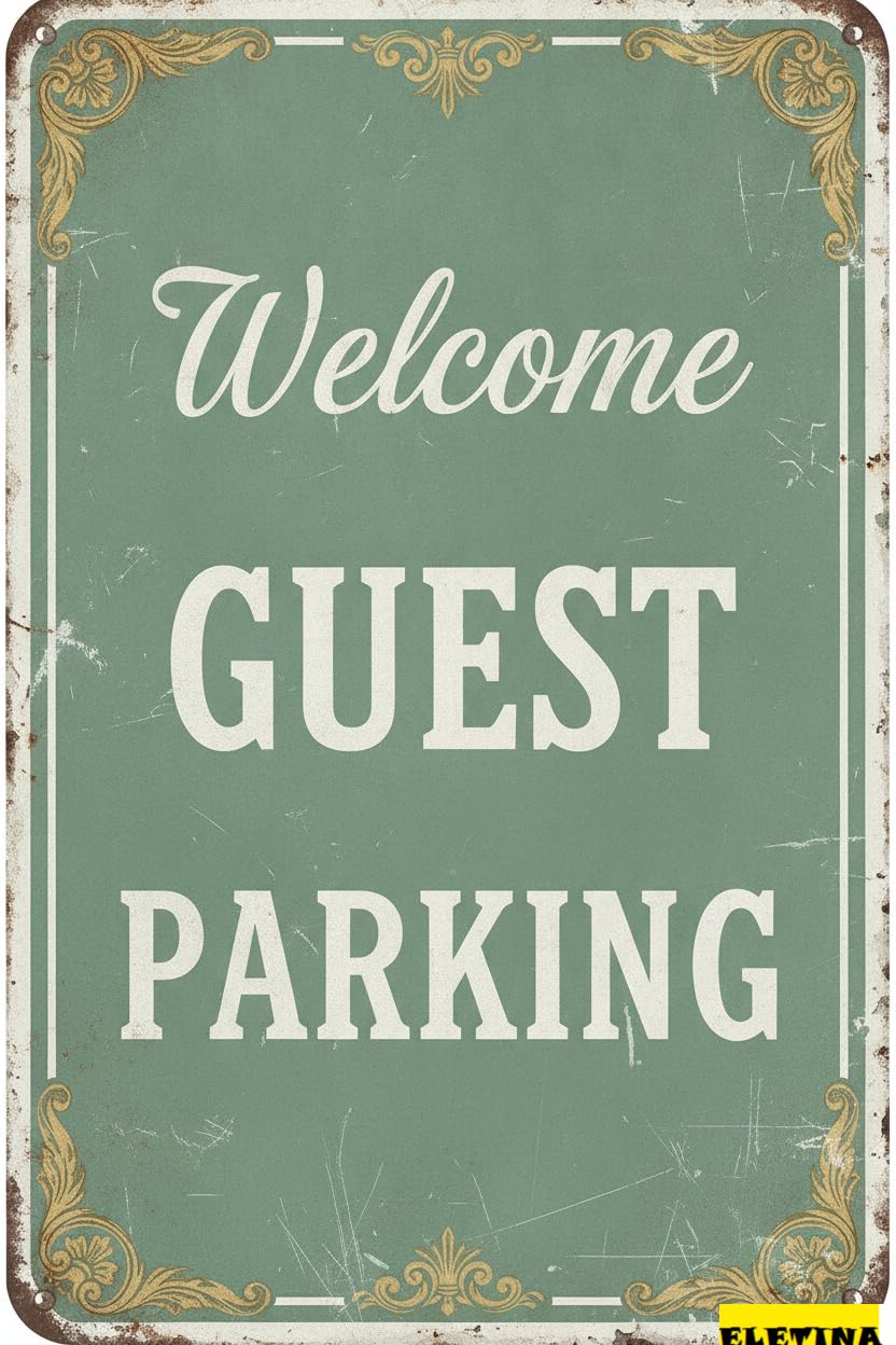 Personalized Sign for Man Cave Warning Welcome Guest Parking Metal Tin Wall Plaque Caution Safety Wall Aluminum Gate Outdoor Driveway Floor Garden 8x12in Business Metal Art Private Property Decorative
