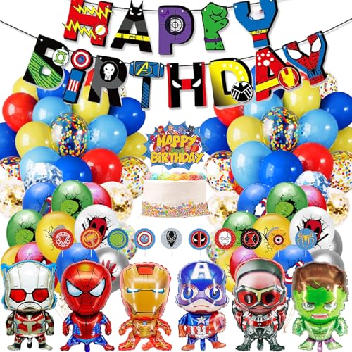Birthday Decoration Birthday Party Supplies birthday Banner Balloons Toppers Cake Toppers 6 Pcs Large Foil Balloons for Kids boy Girls