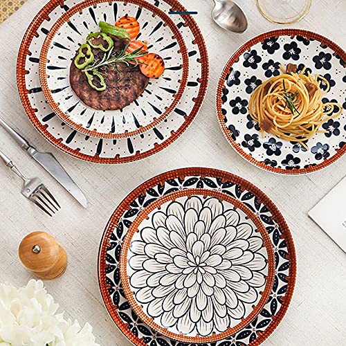 Image of Porcelain Bowls and Plates Dinnerware Set, Japanese Style Set of Bowls and Plate with Gift Box, Assorted Dinner Serving Set for Cereal, Soup, Pasta, Oatmeal, Salad, Rice (8 Bowl + 4 Plate)