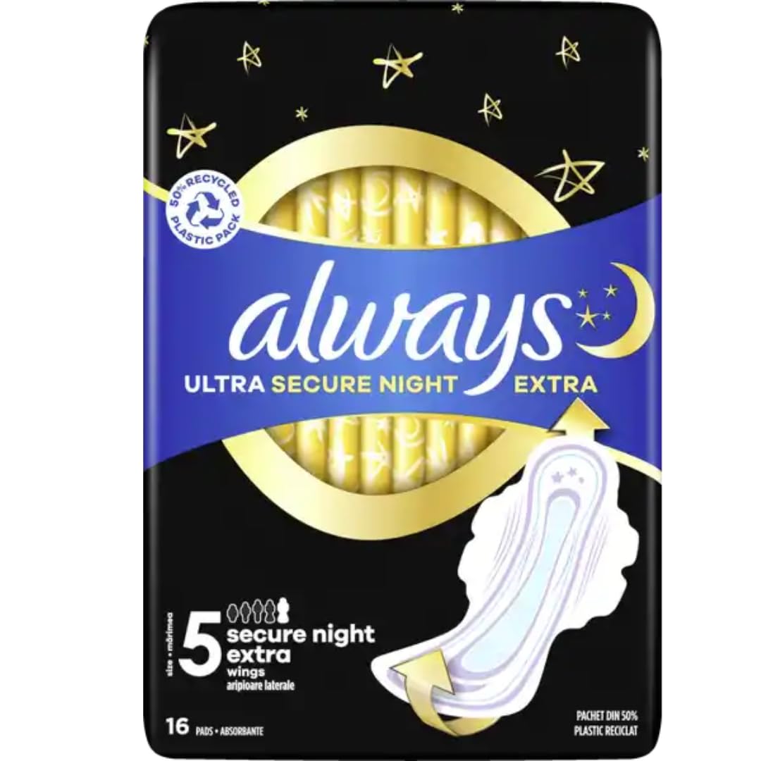 Mit Pufai Grocery, Monatspaket ULTRA Damenbinden Secure Night Extra mit Flügeln (Größe 5) Ultra Secure Night Extra mit Flügeln Damenbinden Big Pack Damenbinden 192 STÜCK