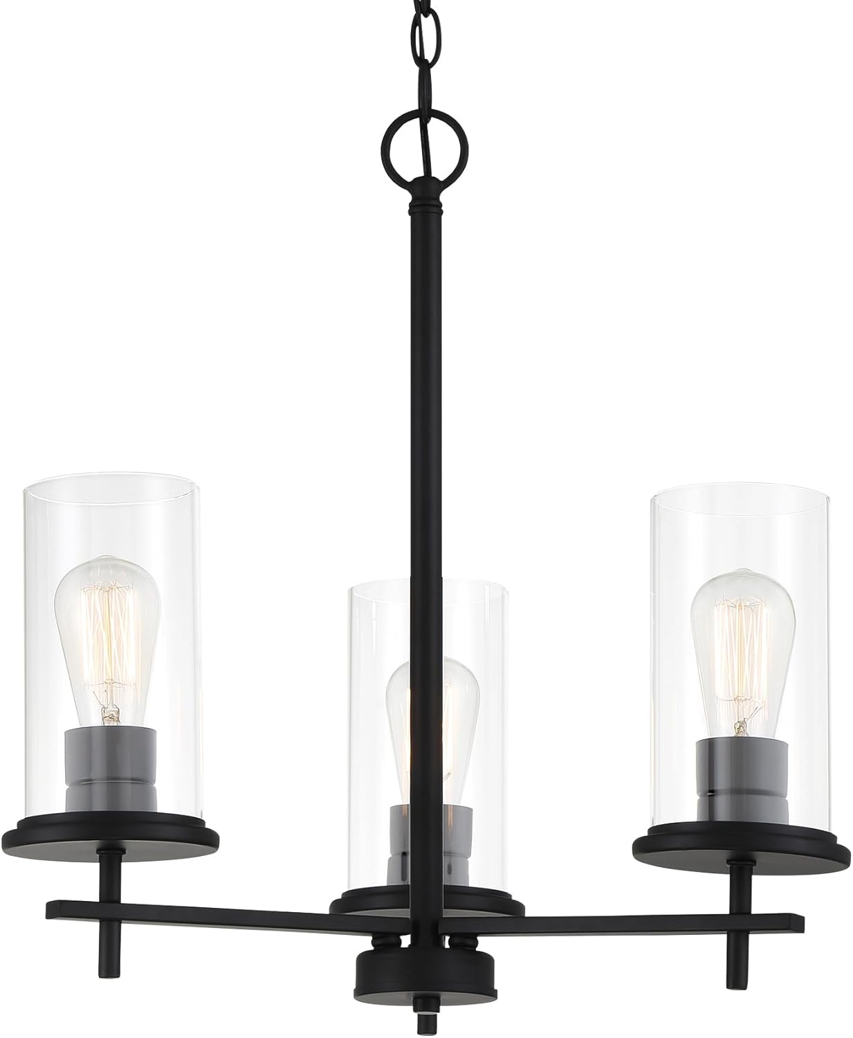 Minka Lavery 4095-66A Haisley Clear Glass Cylinder Chandelier, 5-Light 300 Total Watts, 24" H x 24" W, Coal