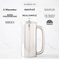 Vista 8 de ESPRO P7 French Press - Cafetera y tetera aislada de acero inoxidable de doble pared (acero inoxidable pulido, 32 onzas) juego de 4 tazas