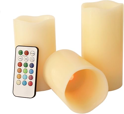 TM - Velas LED sin llama, resistentes a la intemperie, para exteriores e interiores, velas de cera sin llama que cambian de color, con control