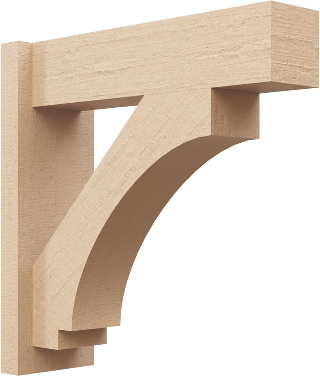 Ekena Millwork 8"W x 18"D x 22"H Imperial Block Rough Cedar Woodgrain TimberThane Outlooker, Primed Tan