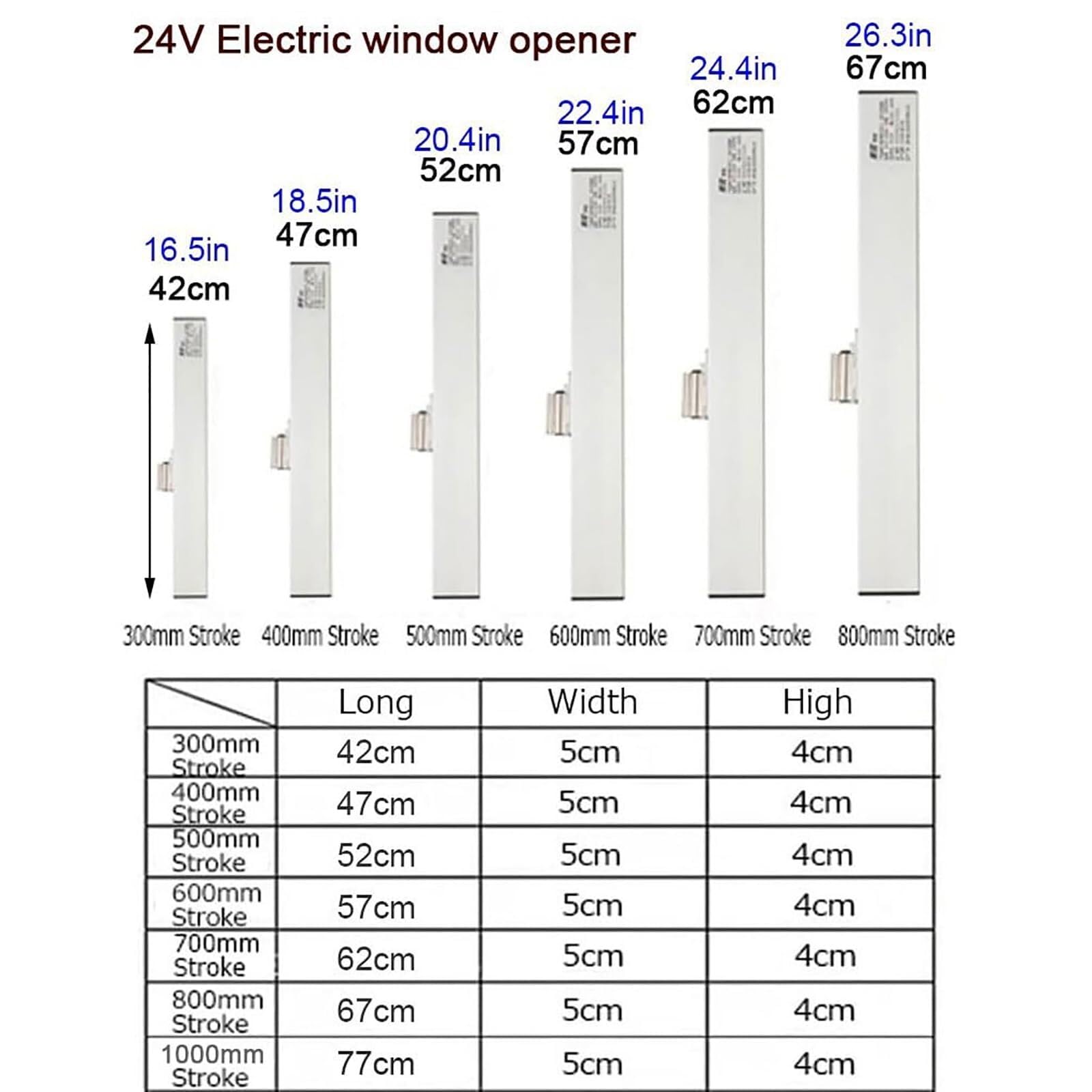 Attuatore Elettrico per Apertura Finestre, Corsa 300-800 Mm, Automatico Catena 24V, con Telecomando E Interruttore per Finestre Alte Lucernari Finestre Battente E Aperture Tetto(800mm)