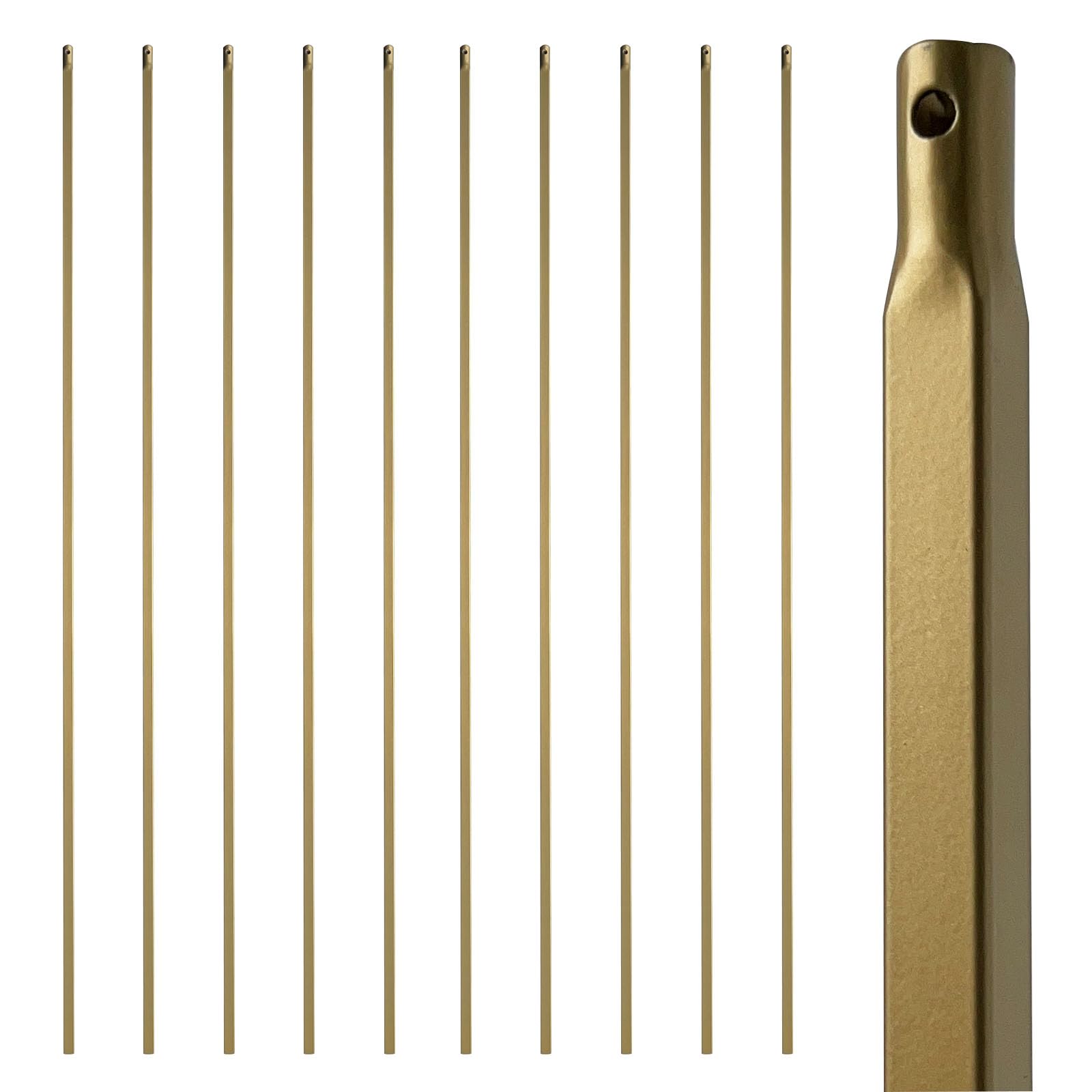 Condition photo showing New/Like New for 44" Wrought Iron Plain Balusters, 1/2" Square Hollow Iron Spindles, Iron Balusters for Staircase Interior, Decorative Stair Railing, BH-WB001-1 (Dark Golden- Pack of 10)