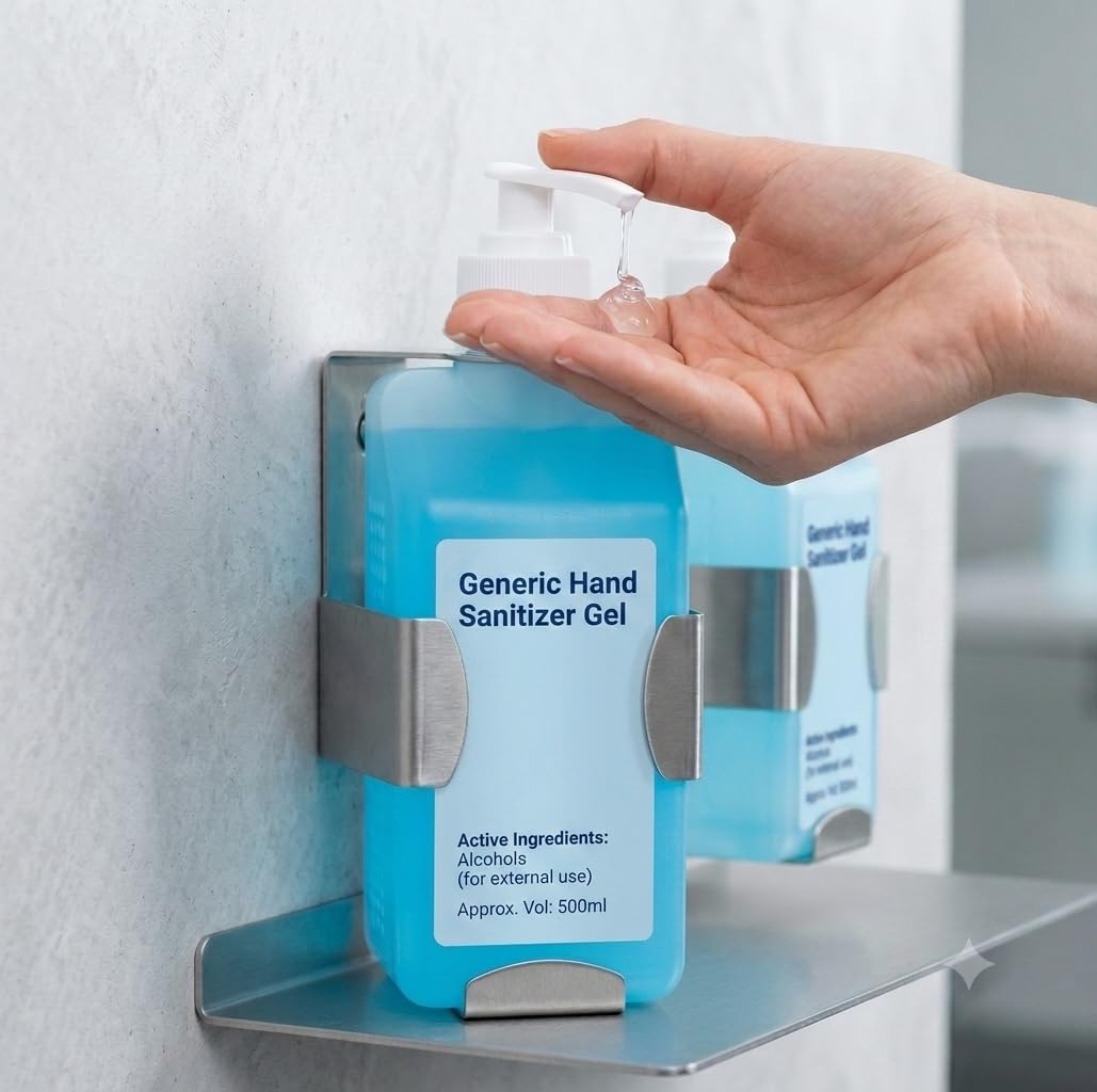 500ml Hand Sanitizer Cot Stand Stainless Steel Wall Mount | Near Patient Area Use, Pump Dispenser, Bedside Hygiene, Steel Bracket Holder, Hospital & Clinic Use-picture-29