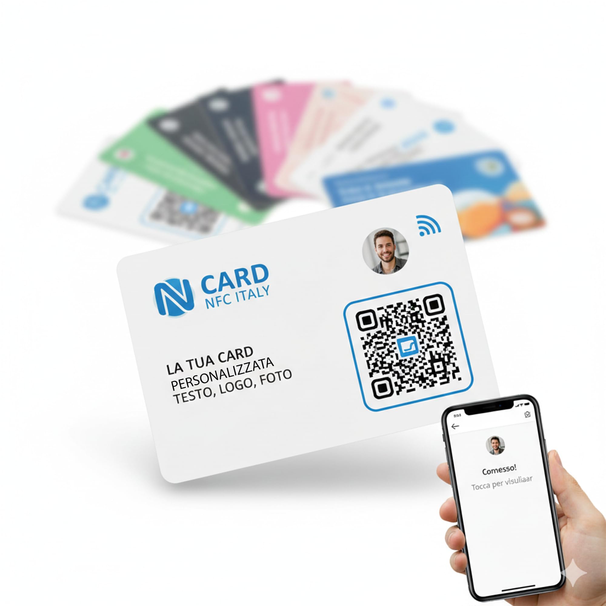 Card NFC Personalizzata in PVC - Biglietto da Visita Digitale Smart con Chip NTAG213/216 - Stampa Professionale Fronte/Retro Logo, Foto - Tessera Badge, Controllo Accessi, Social e Recensioni (1)