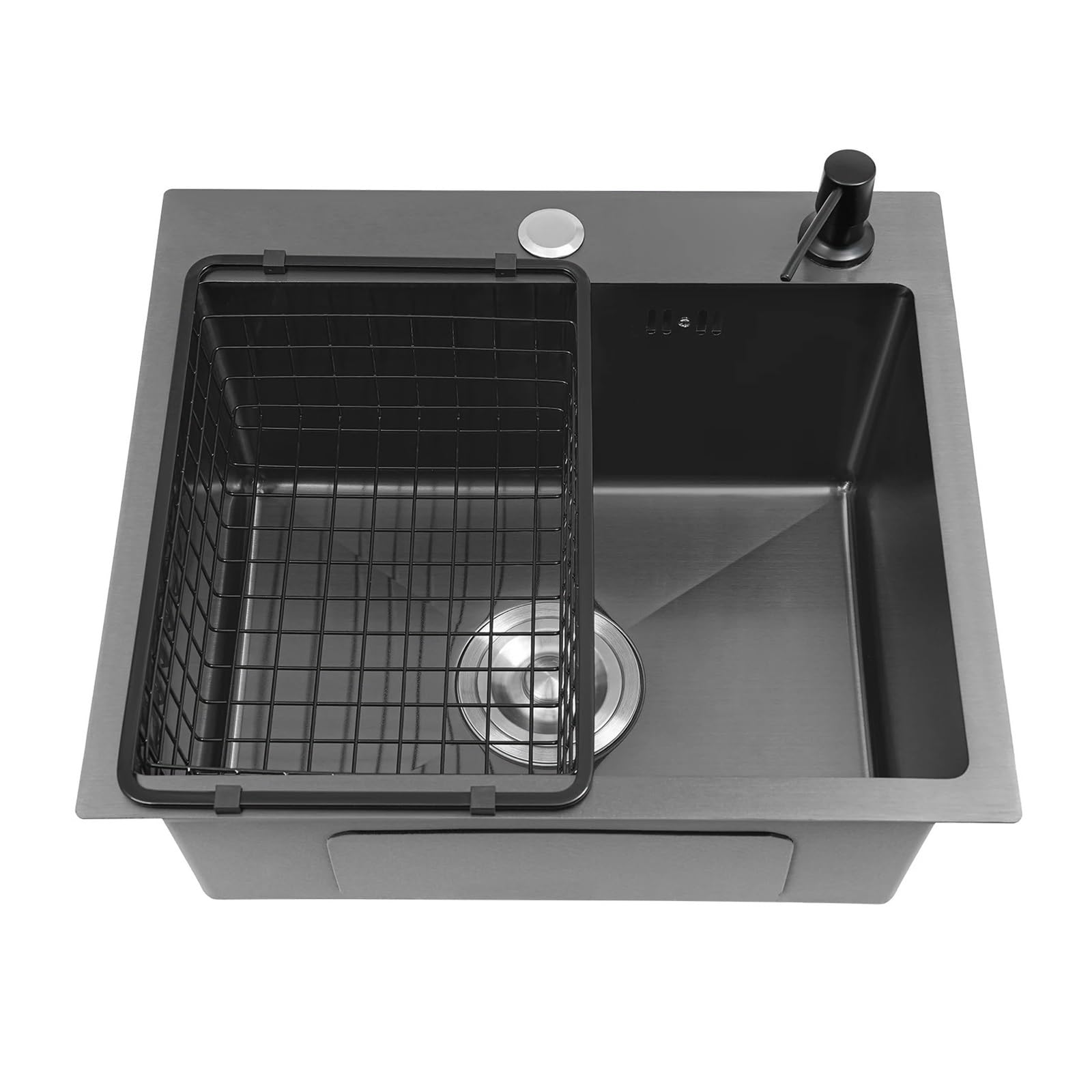 Fregadero de cocina Black Diamond 45x40cm con cesta y dispensador