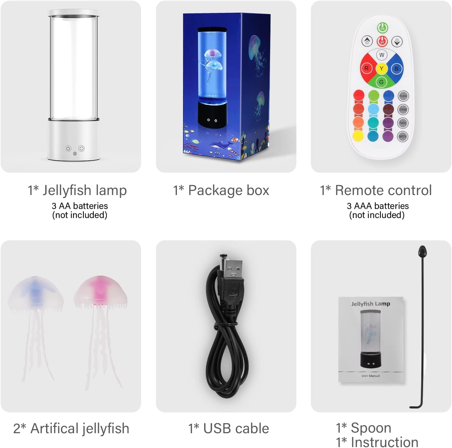 AONESY Jellyfish Lamp, 17 Color Changing Jelly Fish Light Mood Lamps for Home Office Room Desktop Decoration, Blue Pink Jellyfish Aquarium Tank Night Light for Kids Teens Girls Boys Adults
