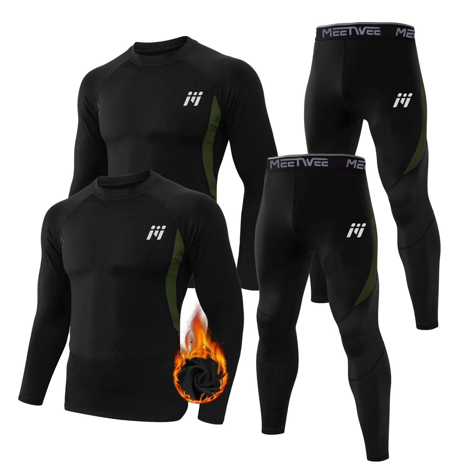 MEETWEE Ropa Interior Térmica Hombre Conjuntos Térmicos para Hombre Camiseta Térmica Hombre Deportes Al Aire Libre Masculinos en Otoño e Invierno, Esquí, Ropa Interior térmica para Correr