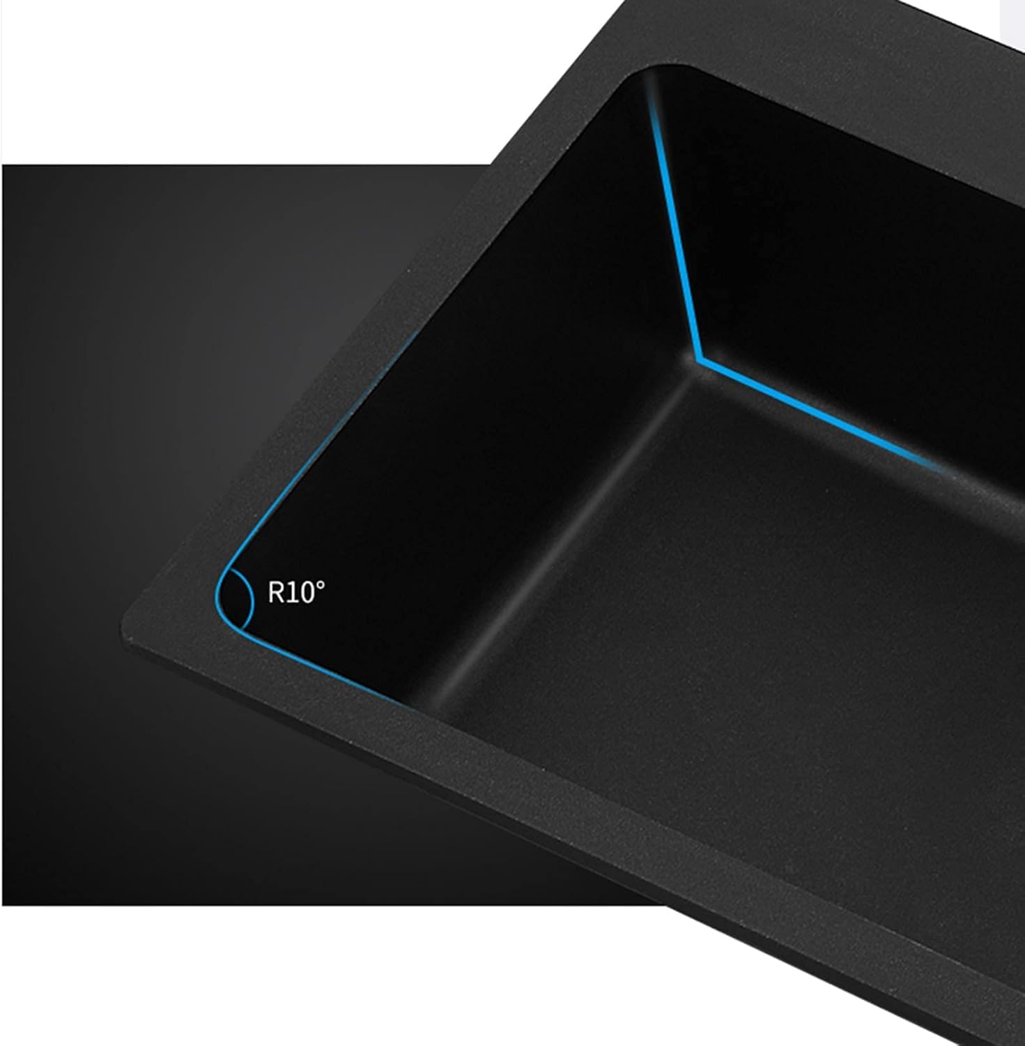 Fregadero de acero inoxidable negro, fregadero de cocina rectangular grande de un seno de montaje superior con kit de desagüe/bandeja de desagüe (72x45cm(28.35x17.72in))