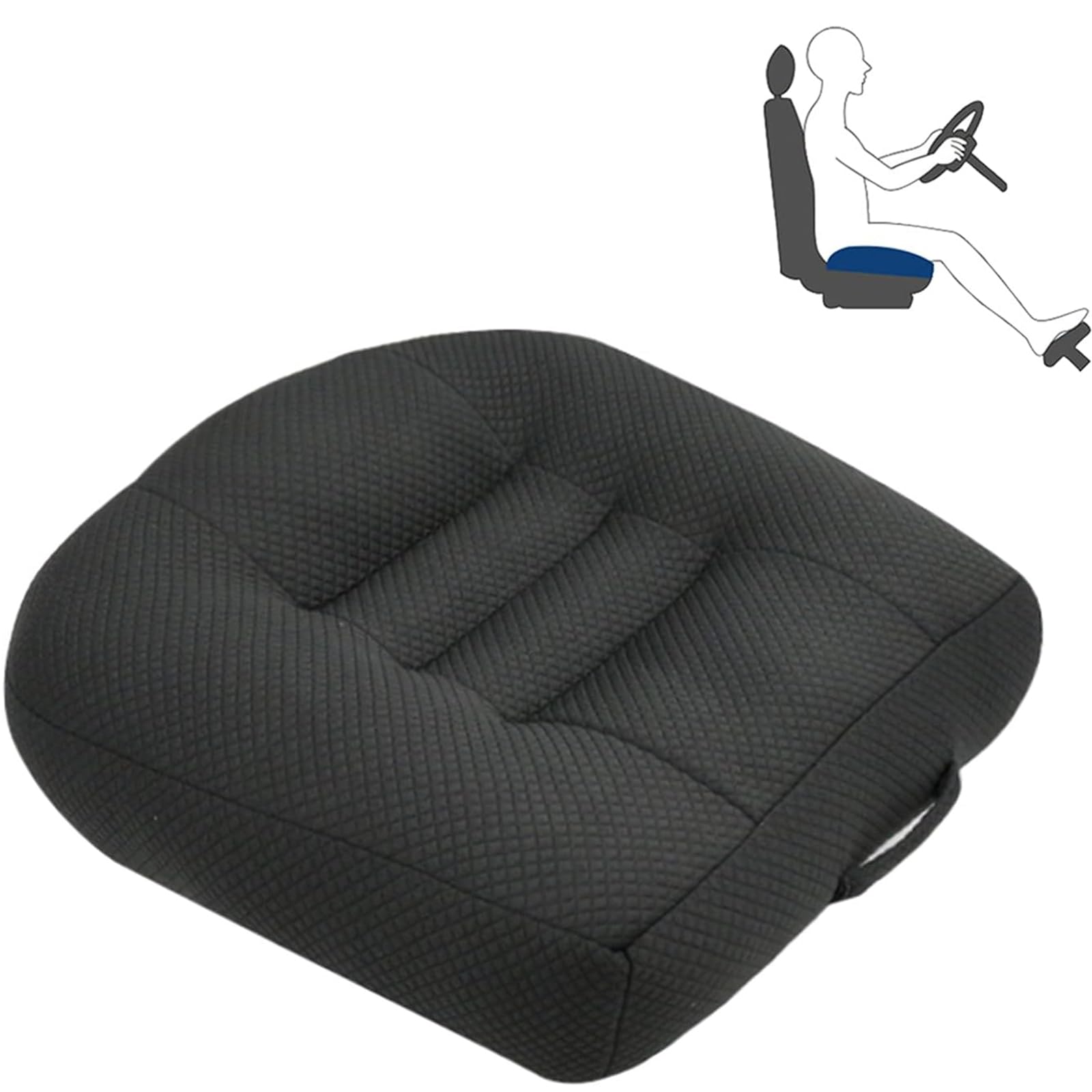 Sigaer Black Adult Car Seat Booster Cushion For Height Car Memory Foam Heightening Front Seat Cushion For Short People Driving For Office, Home, Angle Lift Seat Cushions,,40 * 40 * 12Cm