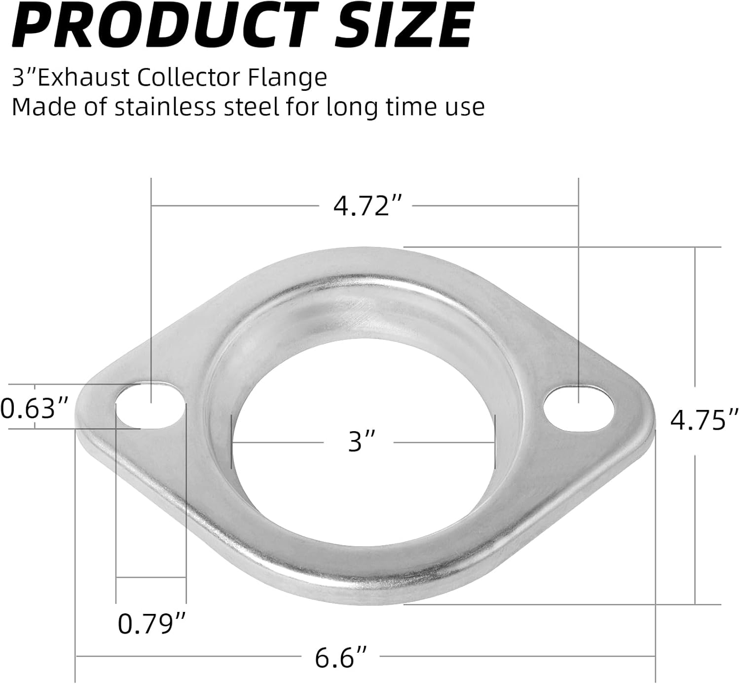 3" Exhaust Collector Flange and Donut Gasket Kit, 2 Bolt 3 inch/76mm Collector Manifold Flange Donut Manifold Gasket with Exhaust Manifold Bolts and Nuts Kit with Springs(2 Pcs Flange)