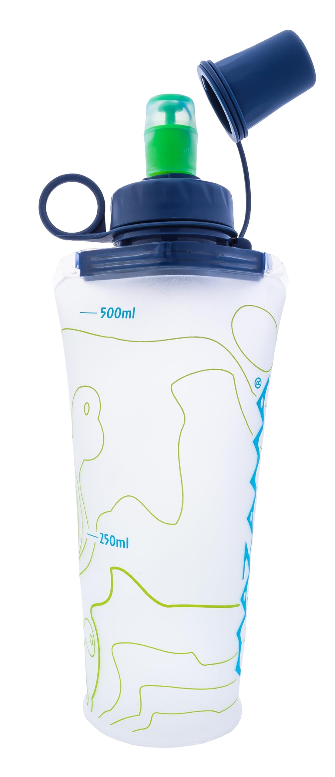 Aquabend Collapsible Soft Water Bottle Leakproof Bite Valve Reusable BPA-Free Ultralight Travel Water Bottle Flask for Running, Gym, Camping, Hiking, Travel, Sports. (500ml) Color May Vary