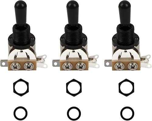 3 piezas Yootones 3 vías corto recto interruptor de palanca de guitarra selector para Epiphone Les Paul guitarra eléctrica (negro)