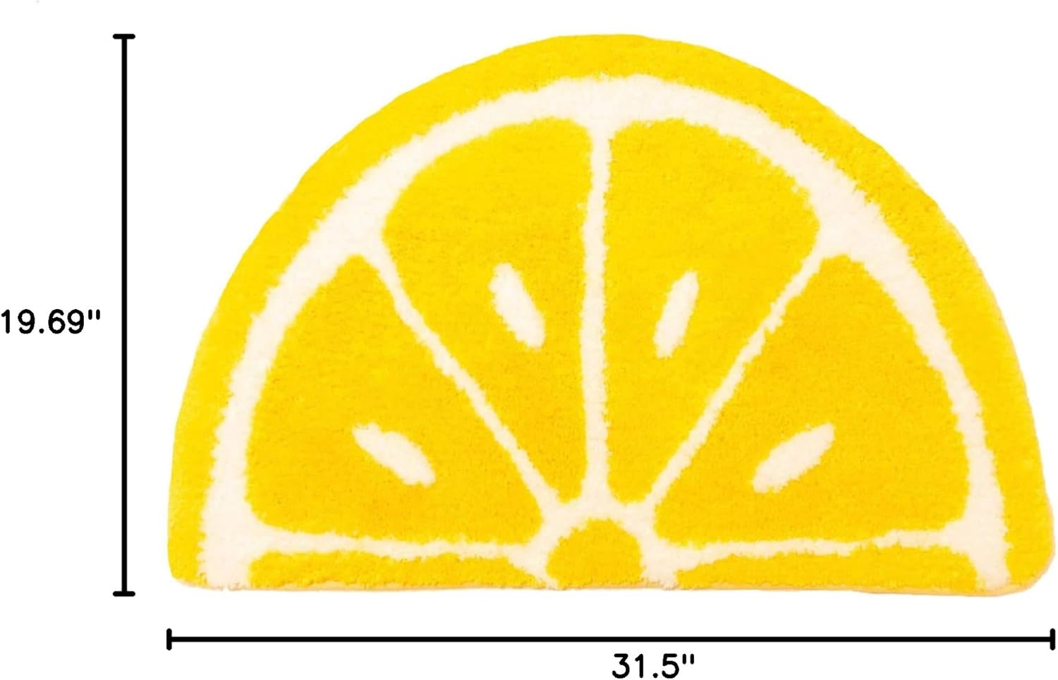 Creative Semicircle Half Round Yellow Lemon Soft Plush Bath Mat Anti-Slip Bathroom Indoor Mat Home Decor,Area Rug,Kid's Room Carpet,Pet Carpet (S(18x26‘’)