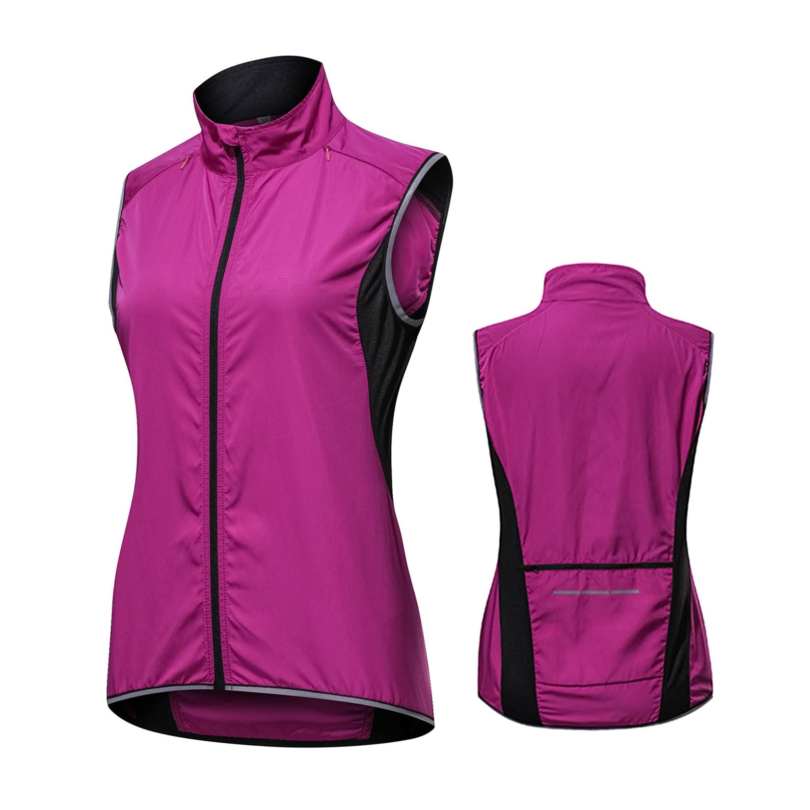 Modryer Women's Purple Cycling Vest Windproof Breathable Cycling Gilets Hi Vis Reflective Sleeveless Cycling Jacket Mtb Road Mountain Bike Vest Running Biking Tops,-Xl