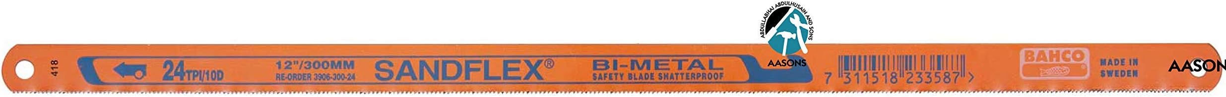 Tools-4-All Bahco Sandflex Unbreakable Bi-Metal Hacksaw Blade (12-inchx24TPT) - Pack of 10