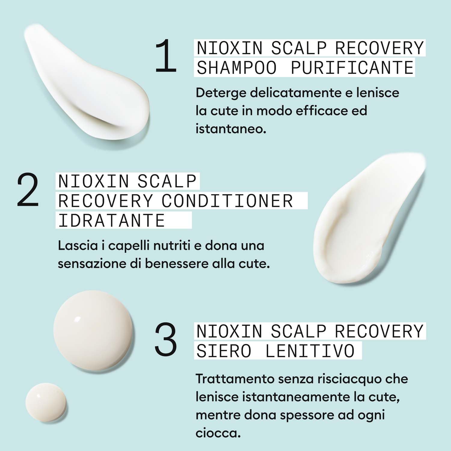 Nioxin Scalp Recovery Sistema - Shampoo Antiforfora per Cuoio Capelluto Irritato, Balsamo e Siero per Capelli (200+200+100 ml)