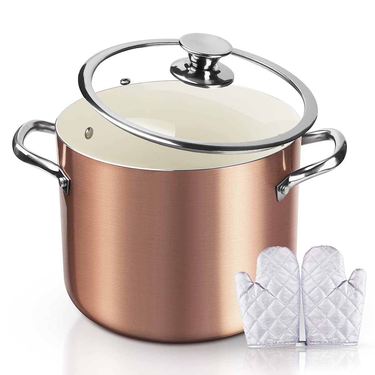 6.6 Litre Nonstick Stock Pot Soup Pasta Pot with Lid, FRUITEAM Multi