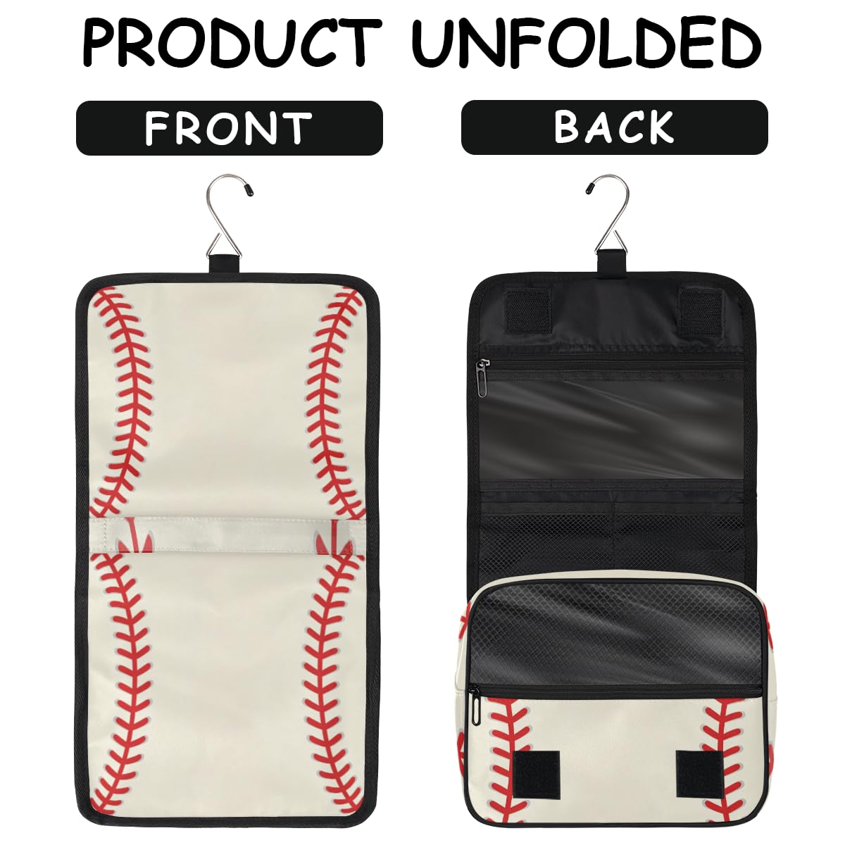 Neceser de viaje colgante de béisbol para niños, organizador de cosméticos para mujeres, bolsa de maquillaje para hombres, kit de afeitado, bolsa de ducha con gancho resistente, Béisbol,