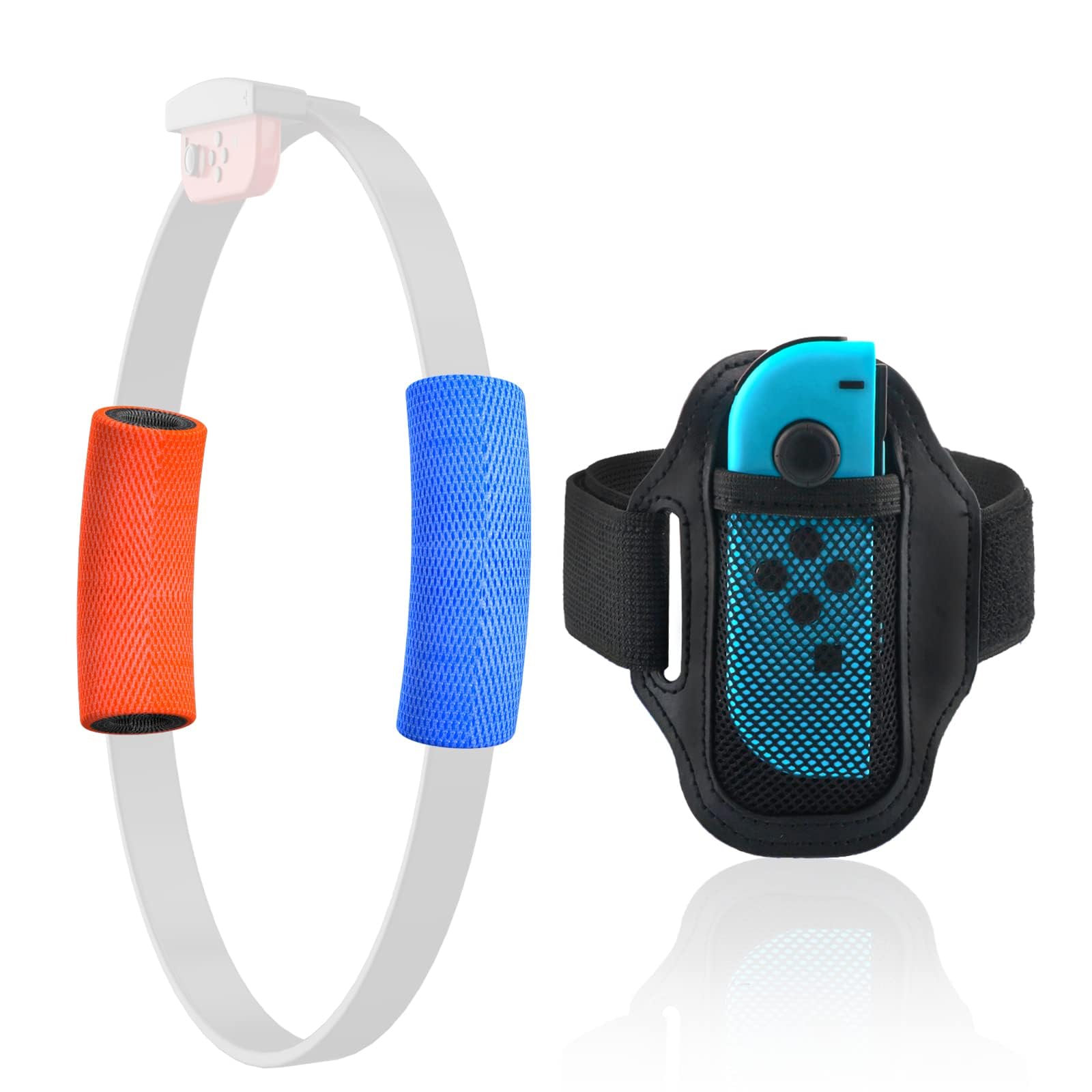 HEATFUN Accessories Kit for Nintendo Switch Ring Fit Adventure, 1 Switch Leg Strap and 2 Ring-Con Grips