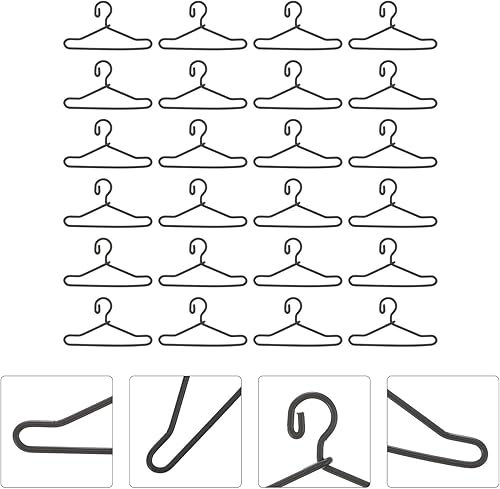 Miniatura 10 de EXCEART 50 piezas de ropa para muñecas Linda casa de muñecas Ropa de alambre en miniatura Soporte de ropa 1.575 in Plata