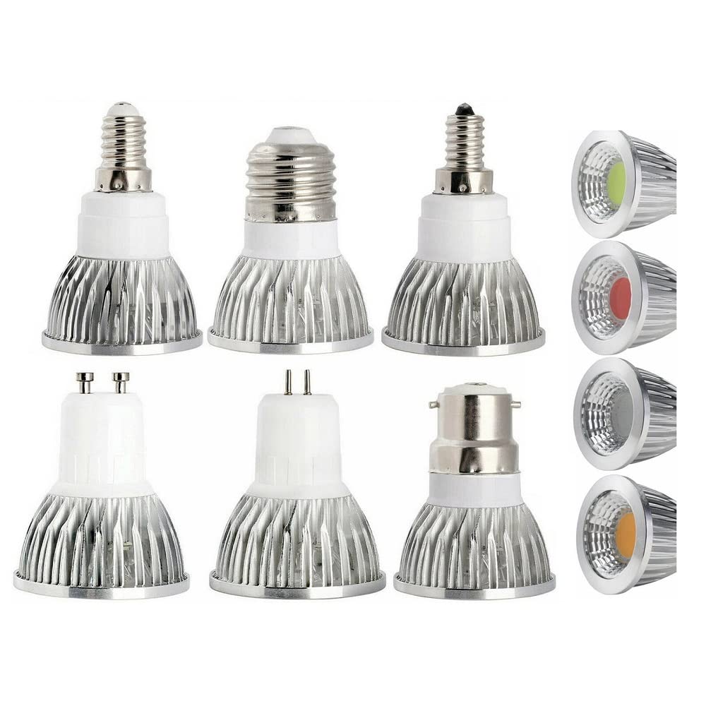 Fengyan Bombillas Domésticas 10pcs AC110V / 220V Alta potencia regulable COB LED Bombilla de foco 6W 9W 12W GU5.3 GU10 E27 E14 E12 Lámparas ligeras amarillas azules rojas ( Color : GU10 , Talla : Blue