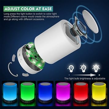Night Light with Bluetooth Speaker, Touch Lamp Rechargeable Relaxing Cool