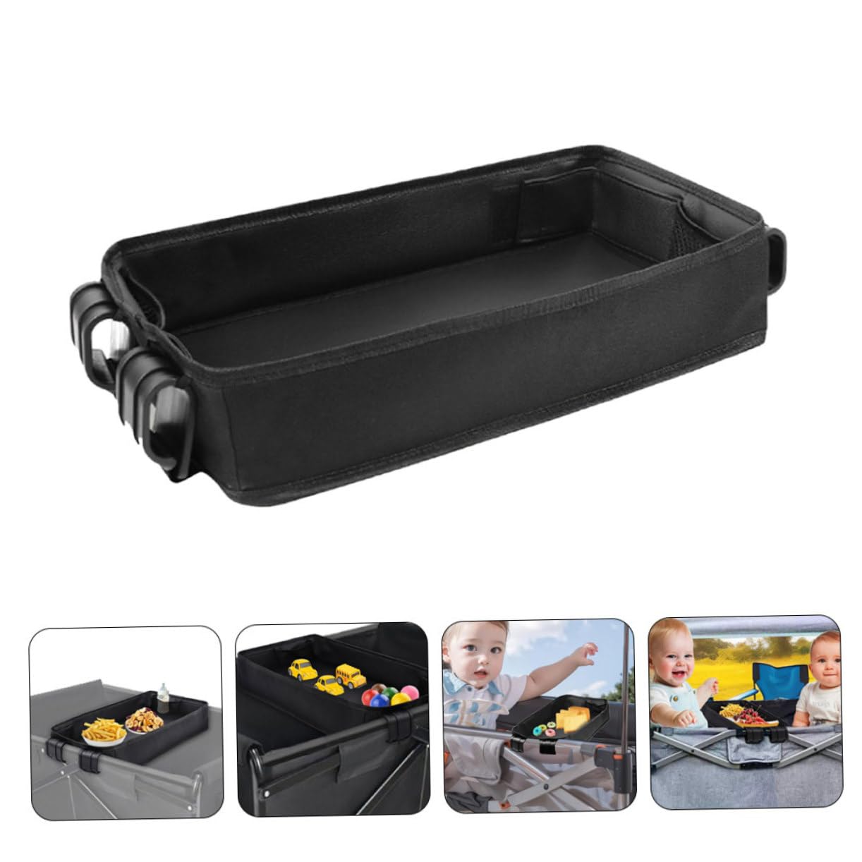 YARNOW Plateau Pour Poussette Avec Porte-gobelet Support De Téléphone Et Organisateur Pour Collations Léger Pour Garçon Fille Noir