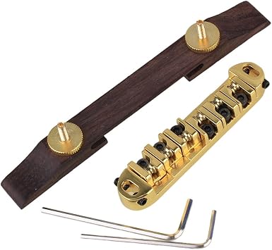 73mm Post Distance Gold Plated Roller Saddles Rosewood Bridge Set For Archtop Jazz Guitar
