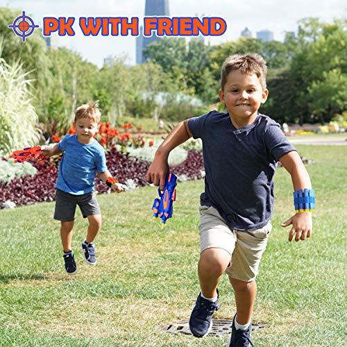 2 Pack Blaster Guns Boys Toy-With 60 Soft Foam Darts Bullets& 2 Wrist Bands- Hand Gun Toys Easter Basket Stuffers Gifts Party Supplies For 3,4,5,6,7,8,9 Years Kids Toddlers #TOP27