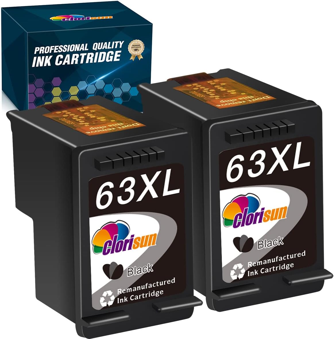Clorisun Remanufactured Ink Cartridge Replacements for HP 63 63XL Black for HP Officejet 5255 5258 5260 5200 4650 3830 3834 Envy 4520 DeskJet 1110 1112 2130 2134 3637 Printer (Black ,2-Pack) Clorisun Remanufactured Ink Cartridge Replacements for HP 63 63XL Black for HP Officejet 5255 5258 5260 5200 4650 3830 3834 Envy 4520 DeskJet 1110 1112 2130 2134 3637 Printer (Black ,2-Pack)