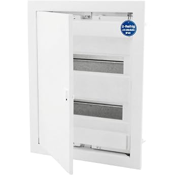 Intratec Flush-Mounted Fuse Box 2 Rows - Flush-Mounted & Cavity Wall Distribution Box IP40 for 24 Modules with White Door and DIN Rail Easy Electrical Installation Home & Commercial - 442 x 346 x 94