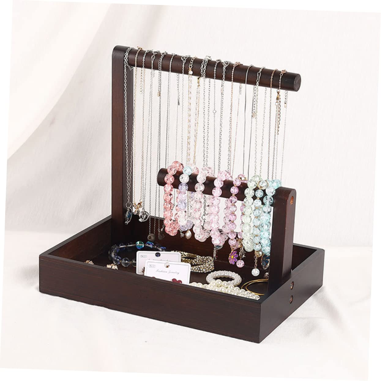 Healeved Espositore Gioielli in Legno Marrone per Orologi e Braccialetti | Organizzatore da Tavolo, Uso Casa e Laurea, Struttura Resistente e Stabile