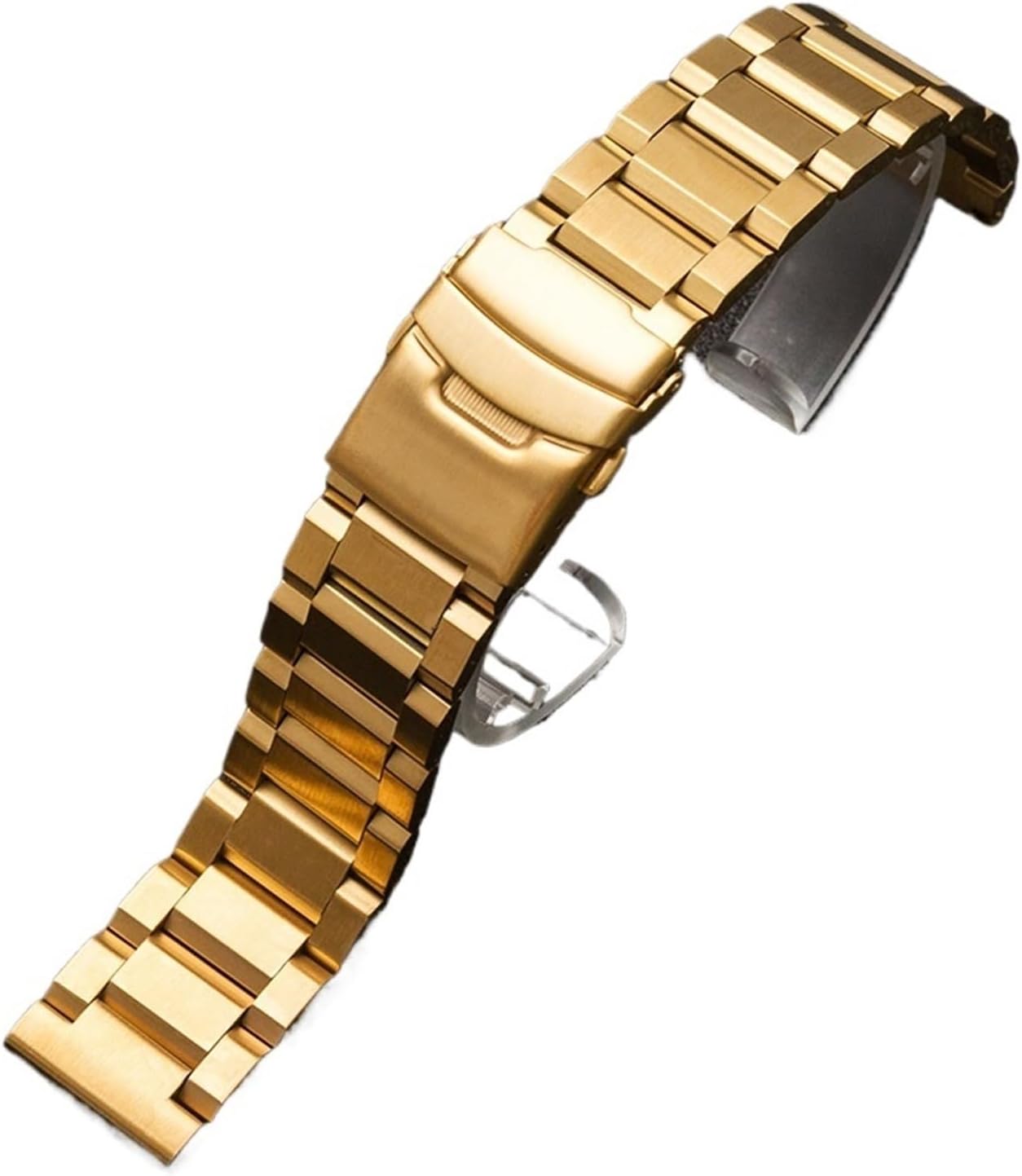 HMFang 18/19/20/21/22/23/24/25mm Solid Stainless Steel Watch Band Metal Folding Buckle Strap Men Women Bracelet Accessories