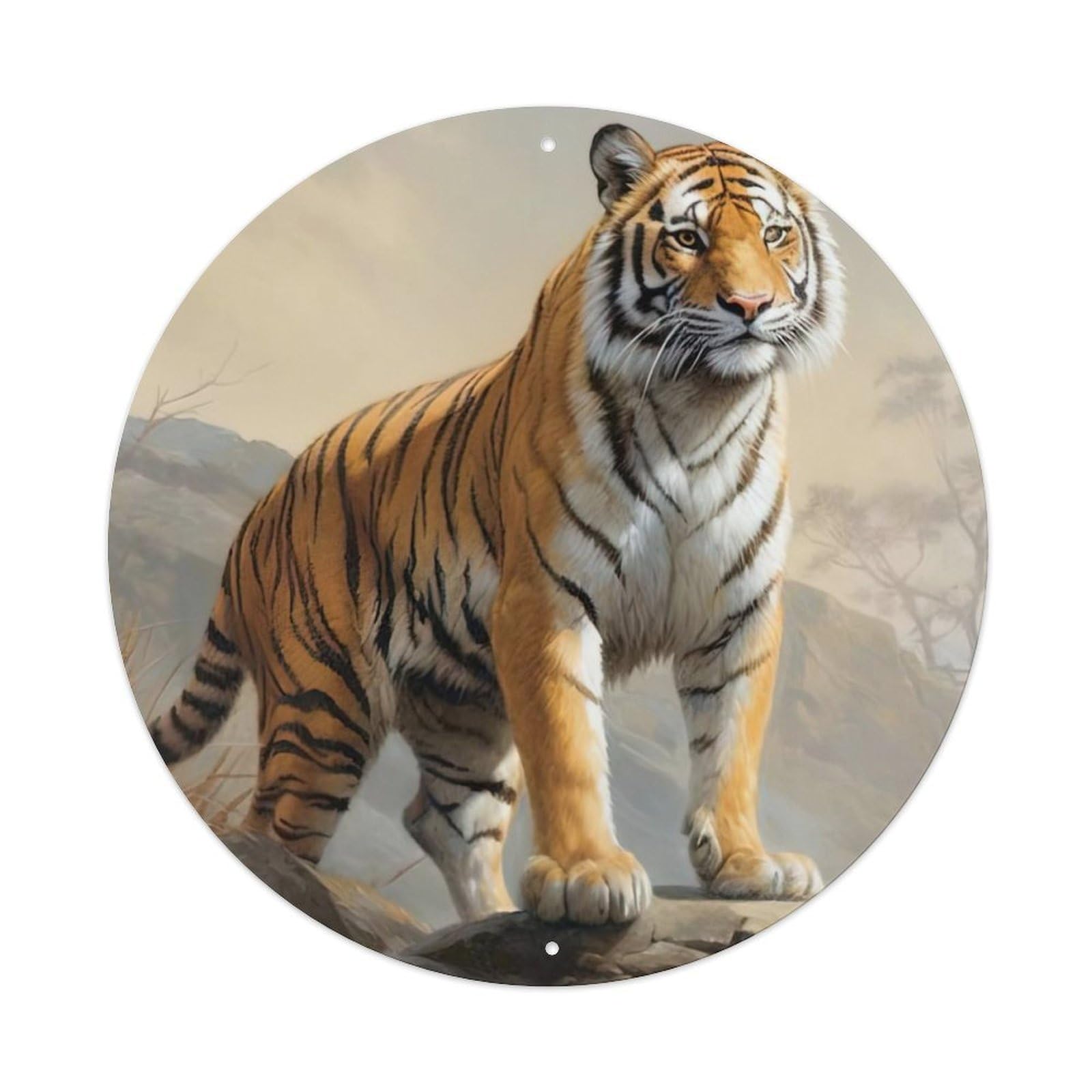 Animal Artwork Tiger on The Mountaintop Metal Tin Sign