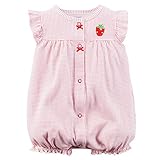 Carter's Baby Girls' Cotton 1-piece Snap-Up Romper (12M, Red Strawberry)