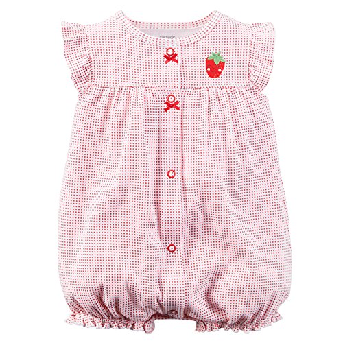 Carter's Baby Girls' Cotton 1-Piece Snap-Up Romper (12M, Red Strawberry)