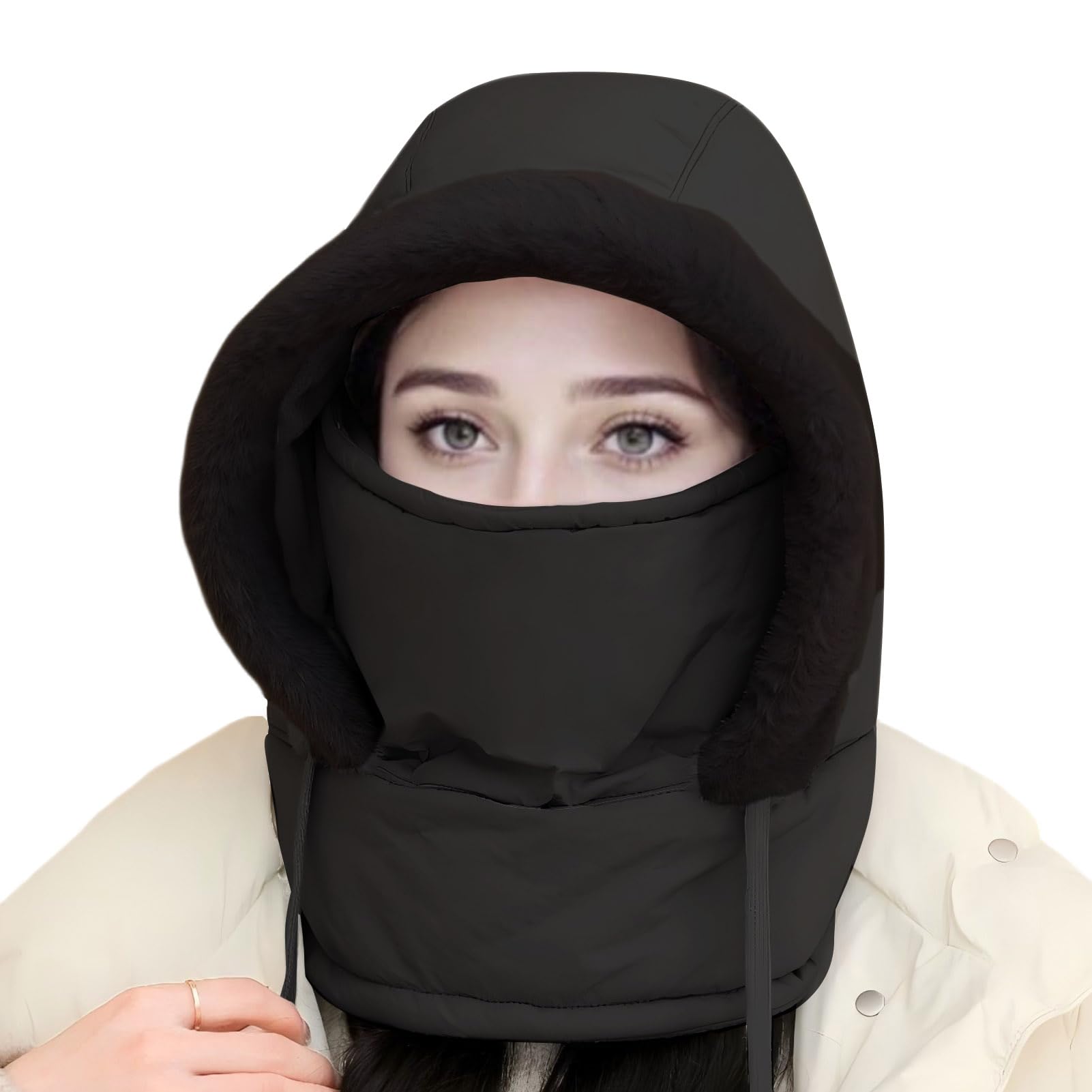 Rayson Gorro de Esquí de Invierno Cortaviento Pasamontañas para Mujer con Forro Cálido Sombrero Suelto Capucha Bufanda