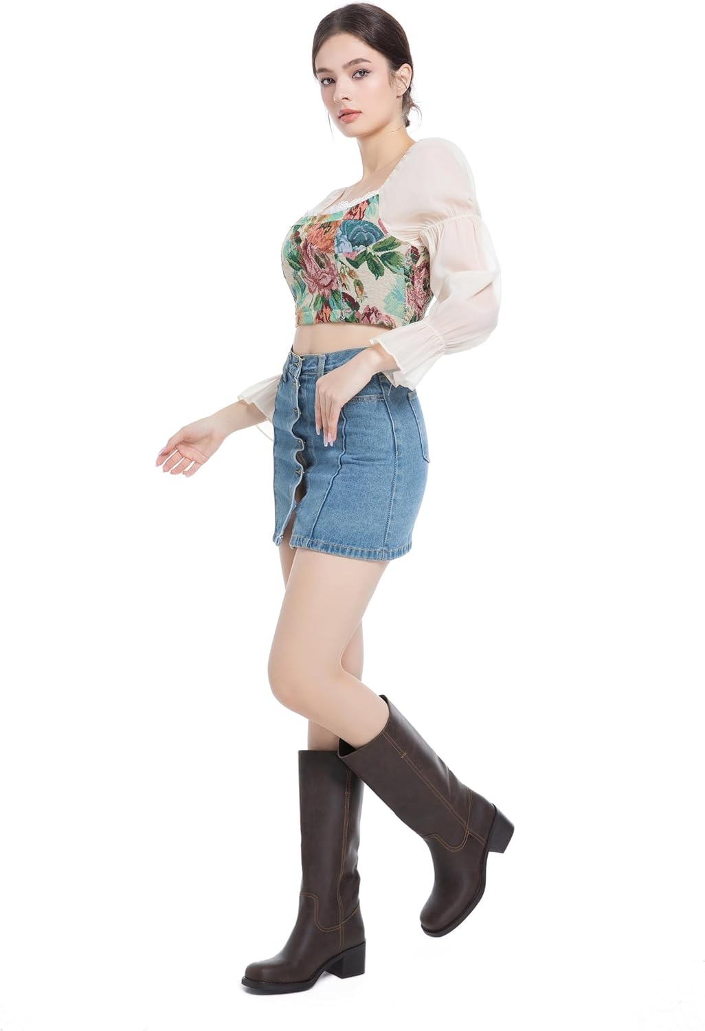 Mid Calf Boots for Women Chunky Block Low Heel Square Toe Comfortable Casual Trendy Stylish Boots - Image 7