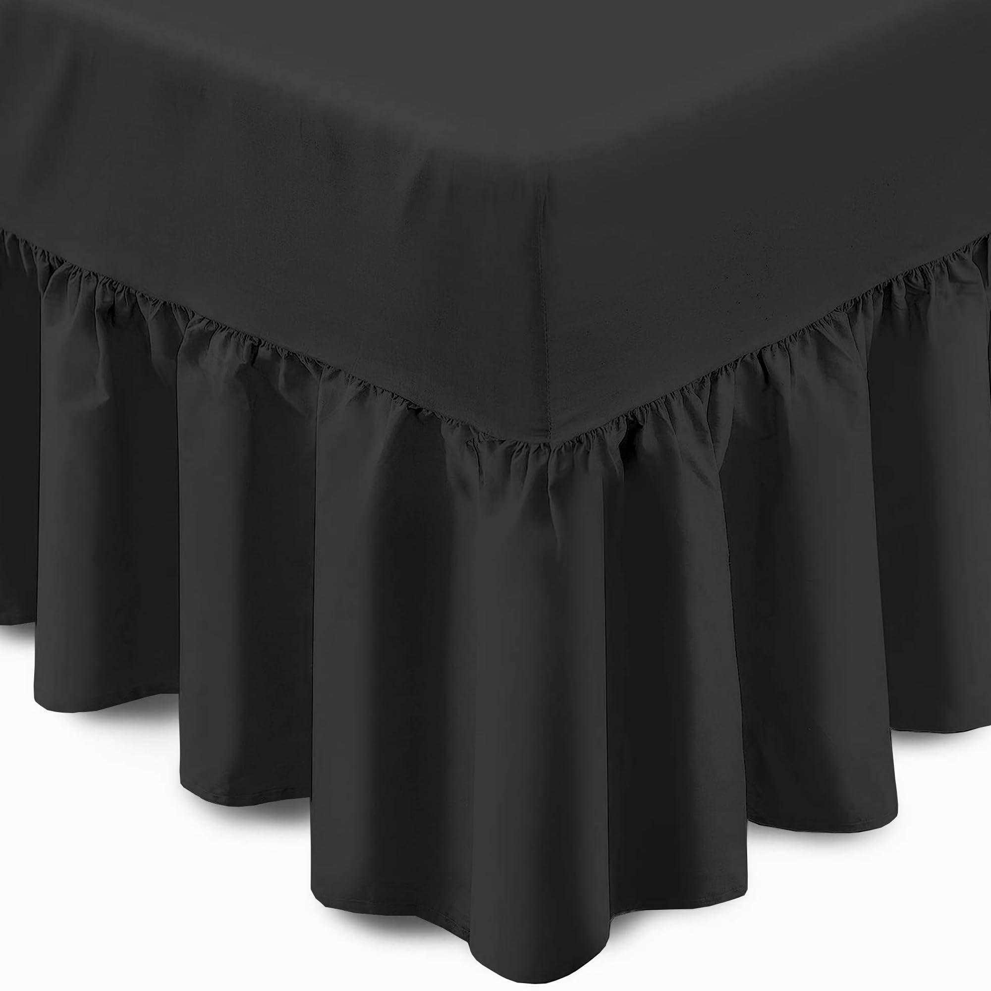 Reliance Bedding 100% Egyptian Cotton King Size Valance Fitted Sheet – 400 Thread Count Luxury Double Bed Sheet with Elegant Frill, Ultra-Soft, Breathable & Durable